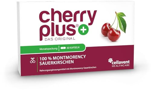 Original Montmorency Sauerkirschen Kapseln – 55.000 mg Sauerkirschen pro Tagesdosis (50:1 Sauerkirsch Extrakt) – 80 Kirschen/Tag – vegan, ohne Zusätze, deutsche Herstellung – Cherry PLUS