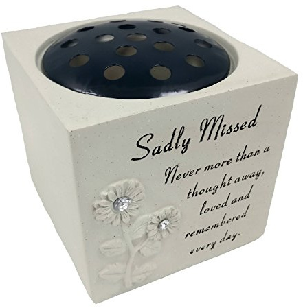 'SADLY MISSED' DIAMANTE GRAVE FLOWER POT by David Fischhoff