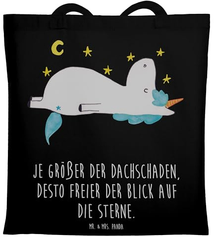 Mr. & Mrs. Panda Stoffbeutel Einhorn Sternenhimmel - Geschenk, Einhörner, Unicorn, Sterne, Tragetasche, Jutebeutel, Verrückt, Shopping Tasche, Laptoptasche, Tote Bag