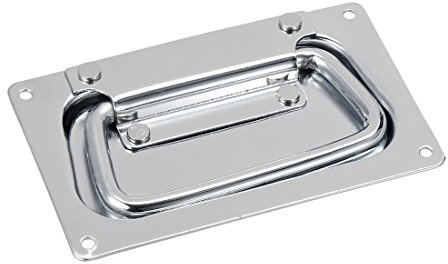 sourcing map 110mmx70mm Iron Spray-Paint Toolbox Case Ring Pull Handle Silver Tone