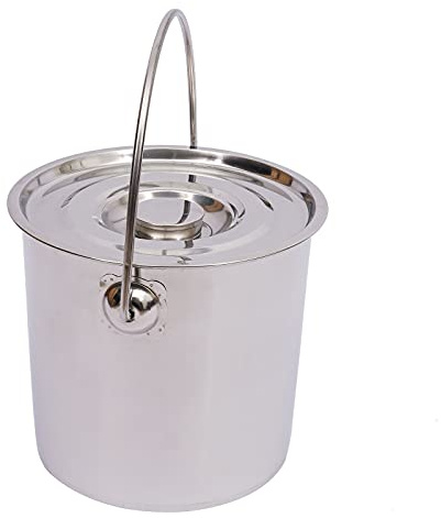 Eimer Edelstahleimer Kücheneimer Futtereimer Milcheimer Sektkühler EIS-Eimer mit Edelstahl Deckel,6L/12L (6 Liter)