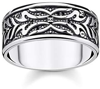 THOMAS SABO Ring Tiger Muster schwarz 925 Sterlingsilber, Geschwärzt