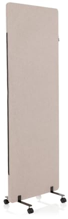 hjh OFFICE 891003 Cloison de Séparation Acoustique Mobiles FLEXMIUT 177 x 60 cm, Panneau Central avec roulettes et Patins, Tissu Taupe