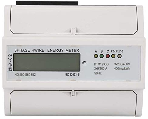 3-Phasen-Wattstundenzähler Energiezähler Digitalzähler 3 Phases, 4 Conductors, DIN Rail, LCD Digital Electricity Meter, Three-Current Meter, Calibrated Electricity Meter for DIN Top Rail AC Meter