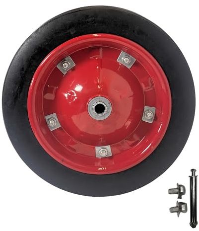 Replacement 13 x 3 Puncture Proof/Solid Wheelbarrow Wheel With Axle