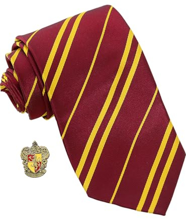 Funidelia Corbata Oficial de Gryffindor con pin Harry Potter para hombre y mujer. Incluye: Corbata con pin. Merchandising para regalos en Navidad y Cumpleaños.