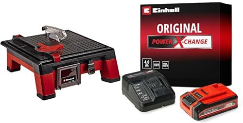 Einhell Akku-Fliesenschneider TE-TC 18/115 Li Power X-Change (Li-Ion, 18 V, max. 3.800 min-1, inkl. 115 mm Trennscheibe, inkl. 4,0 Ah Akku und Ladegerät)