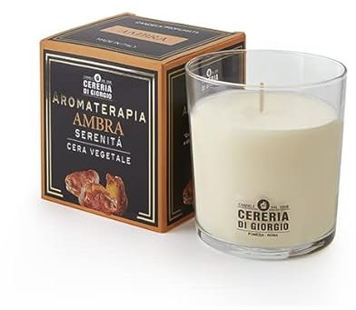 Cereria Di Giorgio Candela Profumata Cera Vegetale, durata fino a 44h-Made In Italy Aromaterapia - Ambra - Serenità