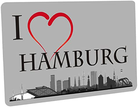 Crealuxe Fussmatte Bedruckt Türmatte Innenmatte Schmutzmatte lustige Motivfussmatte I Love Hamburg