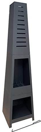 tepro Feuerstelle Bainbridge, Pyramidenkamin mit Holzregal, inkl. Schürhaken, Maße ca. 36 x 36 x 150 cm