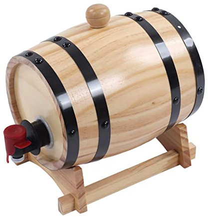 fansheng Whiskey Barrel, 5L Kiefernholz Fass mit Zapfhahn, Dekoratives Bierfass für Bar Catering Barbecue Shop, Hausbrauen Party Getränk Alkohol servieren