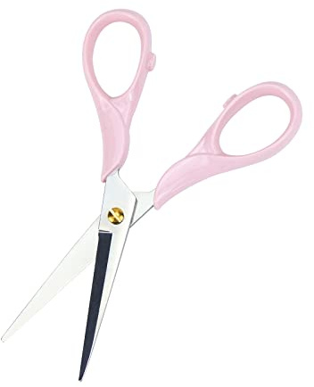 Koqye Tijeras multiusos y elegantes, de acero inoxidable, con mango acrílico, herramienta de corte de papel para oficina, hogar, escuela (rosa)