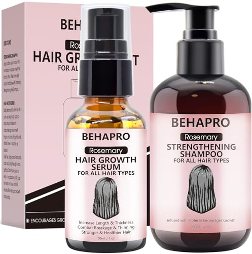 Rosemary Oil Hair Growth Serum w/Hair Growth Shampoo,Biotin Argan Castor Oil Hair Growth Products for Thinning Hair & Hair Loss,Womens Gifts for Christmas Stocking Stuffers for Women Her Wife Mom