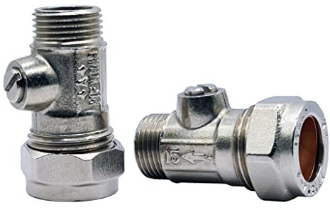 Pipestation® Bolofix 15 mmx3/8 – Lot de 2,Valve d'isolation mâle en fer plat de 15 mm pour tuyaux flexibles de raccord de robinet,Valve isolante ISO,Valve isolante pour raccord flexible de robinet