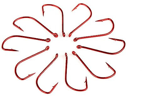 Angelhaken 10 Stück Angelhaken Karpfen-Angelhaken aus Hartstahl mit beringtem Widerhaken, Einzelhaken mit Öse for Angeln Angeln Kit (Color : 13#)