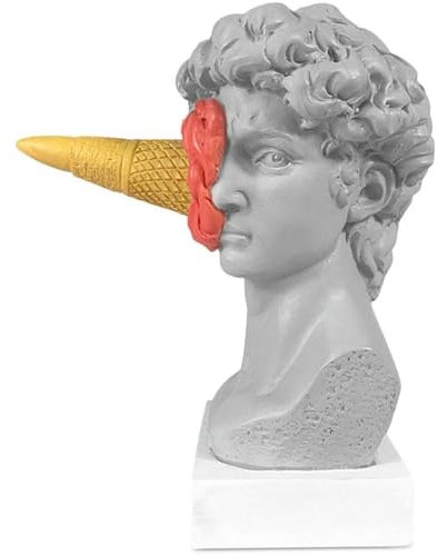 JTZXJJX 6.3 Inch Ice Cream David Head Resin Sculpture Statue for Living Room, Office, Bookshelf, Coffee Table Decorative Statues (red)