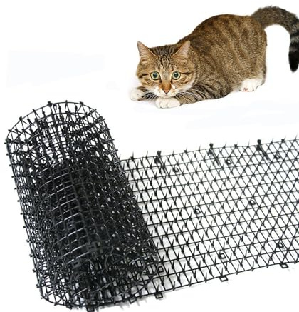 Katt-scat-matta med spikar, Ompinda PP-plast anti-katt stickle remsor nätverk grävpropp avskräckande matta håll katter borta från soffa, möbler, trädgårdsväxt, staket, tak (30 x 200 cm)
