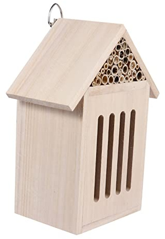 CAXUSD Bienenhaus Aus Holz Für Garten Montiertes Bienenhotel Mit Tunneln Zum Nisten Für Bienen Und Insekten