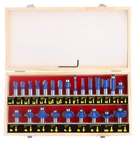 UTRUSTTO 1/2 Router Bit Set 24 Pieces, 1/2 Inch Shank Tungsten Carbide Router Bits, for Professional and Beginners Carpenter