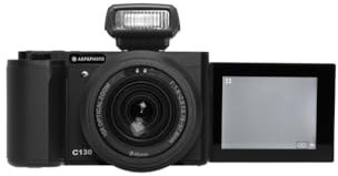 AgfaPhoto Realishot C130 Kompaktkamera, CMOS-Sensor, Blende f/1.8-2.6, ISO 100-3200, Autofokus, LCD-Display, externer SD-Speicher, wiederaufladbarer Akku, Schwarz