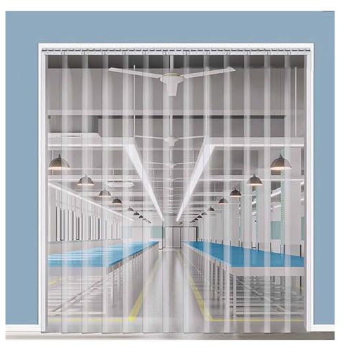 VXHCS Streifenvorhang Aus Kunststoff, Transparenter PVC-Vorhang 1,5mm Gewächshaus-Heißvorhang, Kunststoff-Türleisten für Begehbare Gefrierschränke(1.5x1.8m/4.9x5.9ft)