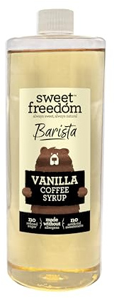 Sweet Freedom Vanilla Coffee Syrup - 1 litre (Pack of 1) | Vegan, Barista Syrup for Latte, Iced Coffee, Matcha and Hot Drinks, Naturally Sweetened with Fruits, Source of Fibre