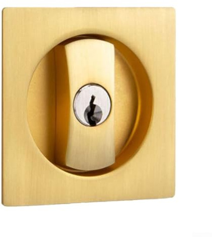 Cerradura de puerta de bolsillo de aleación de zinc para baños, cerradura de privacidad con llave para puertas correderas de madera (dorado)
