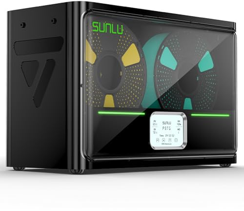 SUNLU Filament Trockenbox S4, Upgraded 4 Spulen 3D Drucker Filament Dryer, 3 Lüfter für gleichmäßige Trocknung, 70°C Schnellheizung & Auto Feuchtigkeitsregelung (Schwarz)