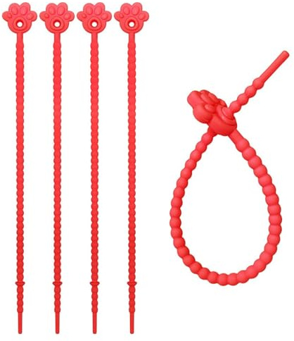 LUOFENG Bridas de silicona, 5 bridas de silicona reutilizables para cables, corbata de pan, clips de sellado de bolsa, correas elásticas para oficina en casa