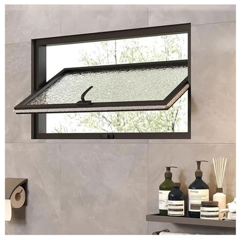 Small Basement Windows 360° Rotating Shed Window Mobile Home Windows with Privacy Glazing Screen for Glass Block Cabins House Garage(Black,90X30CM/35.43X11.81IN)