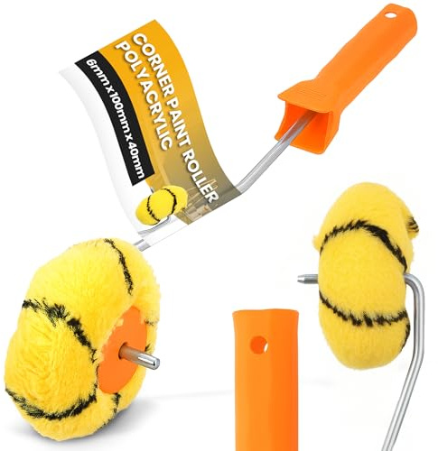 Instalguru Rullo Angolare 6x100x40 mm Applicatore Per Verniciatura Angoli Interni Adatto Per Emulsioni Dispersioni Vernici Al Lattice Per Pareti E Spazi Ristretti