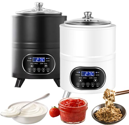 RUODATONLY 12L Party-Dessert-Joghurtbereiter, elektrischer griechischer Joghurtbereiter mit Timer-und Temperaturregelung, automatischer Joghurtbereiter für selbstgemachten Joghurt,Reiswein Black-8L