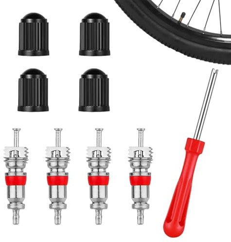 MUNZE Autoventil Ventileinsatzentferner Rot Schlüssel Reifenventil Werkzeug 1 Stück 4 Ventileinsätze Kappen Fahrrad Auto Motorrad Lkw