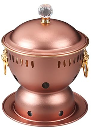 IUYIXWFP Pure Copper Personal Hot Pot with Alcohol Stove – Traditional Cloisonné Enamel Fondue Set, Eco-Friendly Chafing Dish for Shabu-Shabu, Single-Serving Mini Hot Pot for Home Dining,D