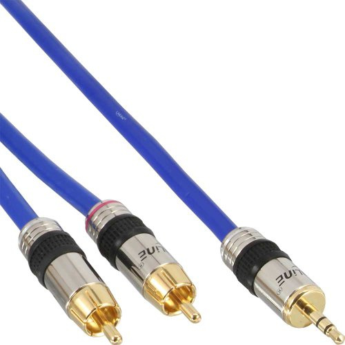 InLine 2m 2x Cinch/3.5mm Premium Audiokabel 3,5mm blau - Audiokabel (3,5mm, 2m, blau)