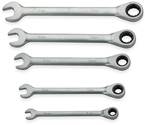 DEMA Ringschlüssel Maulschlüssel Ratschenschlüssel Schraubenschlüssel - Satz Set 5-tlg.