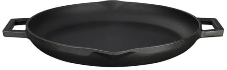 LAVA Padella rotonda in ghisa, con manico in metallo, 26 cm, colore: nero