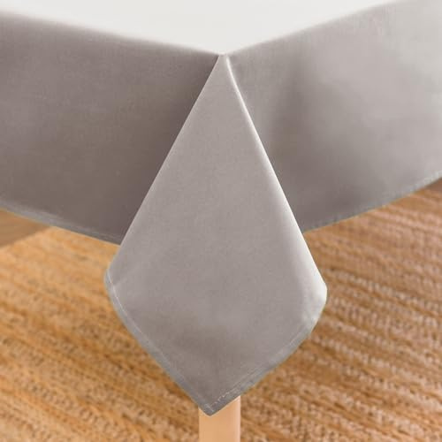 Encasa XO Tischdecke, Einfarbig, Baumwoll Canvas 140x180 cm | Beige, Rechteckig | 4 to 6 Seater | 140x180 cm | Maschinenwaschbar | Strapazierfähig | Tischschutz