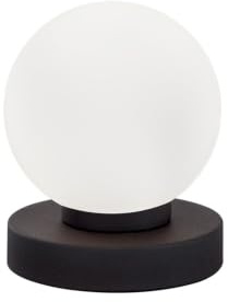 Reality Leuchten Lampada da tavolo a sfera in vetro bianco Ø12 cm – Base color ruggine – dimmerabile tramite touch
