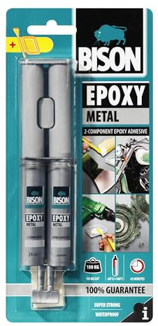 Bison - Epoxidkleber für Metall, Stein, Beton - Flüssiger Stahl - 2 Komponenten - Superstark