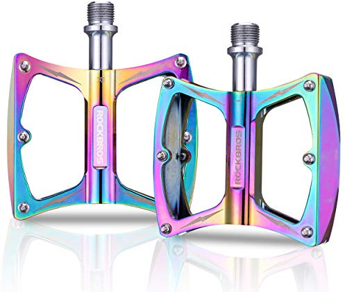 ROCKBROS Mountain Bike Pedals 9/16 MTB Pedals Aluminum Road Bike Pedals Sealed Bearing Bicycle Lightweight Platform Flat Pedals for BMX MTB