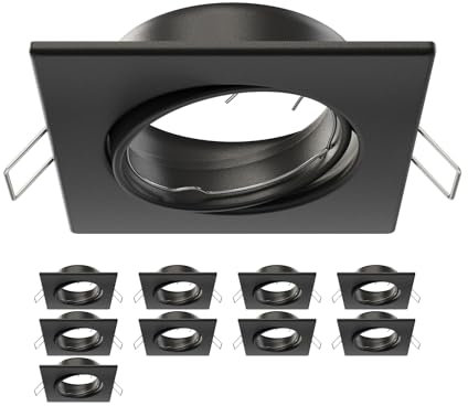 ledscom.de 10 Stück Deckeneinbaurahmen RIR, eckig, schwenkbar, schwarz matt