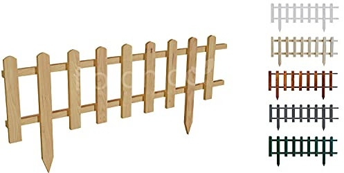 Floranica Beeteinfassung Steckzaun Zierzaun 30 cm x 100 cm Natur Gartenzaun aus Holz Dekozaun Lattenzaun Rasenkante imprägniert Umzäunung für Garten Wege Beeten