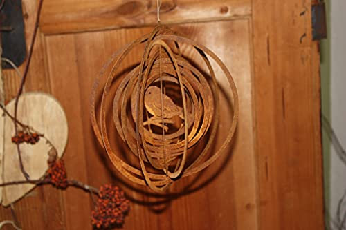 Rostikal Windspiel mit Vogel 18 cm Gartendeko Vintage Rost Deko Hängedeko Garten Deko