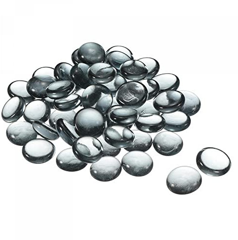 sourcing map Décoratif Plat Verre Billes 17-19mm Roche Vase Remplissage Perles Galets Gris pour Poisson Réservoir Table Diffuseur 100Pcs