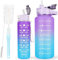 2 Pack Water Bottles BPA Free 2L+750ml, Sport Water Bottle with Time Marking & Straw,2 Liters Gym Drinks Bottle with Brush, Large Motivational Water Jug for Aduluts Women, Time Marker Canteen Bottle
