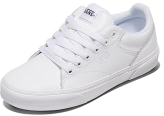 Vans Women's Seldan Shoe - Retro Tennis Inspired Sneakers for Fashion & Work. (Tumble) White/White. 7