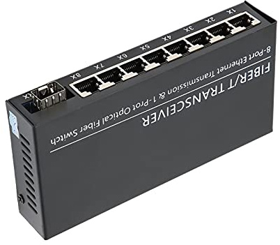 Annadue Switch Gigabit Ethernet a 8 Porte, Splitter Ethernet Desktop 10/100/1000 M, Hub di Rete Domestica, Convertitore Gigabit Adattivo a Doppia Fibra a modalità Singola per la