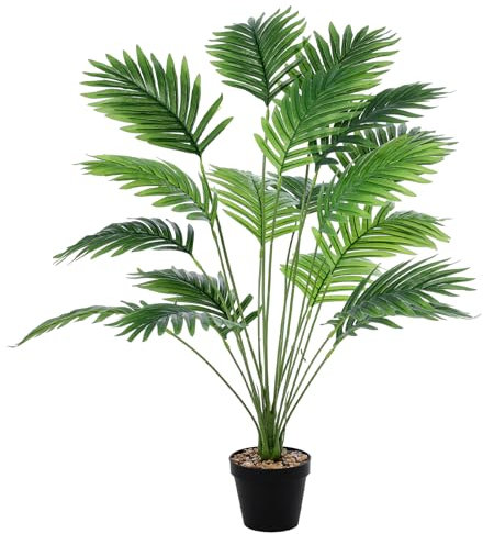 Dihope Large Artificial Plants Outdoor Indoors Fake Plants in Pots, Artificial Bird of Paradise Plant Tropical Palm Tree for Garden Home Office Decoration(Green 84cm Palm)