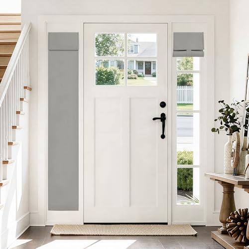 Vatge Side Door Curtains for Door Windows, Tie-up, Window Cover, Room Darkening, Privacy Screen for Side Light/Hallway, 1 Panel, W 30.5 x L 70 cm, Silver Grey